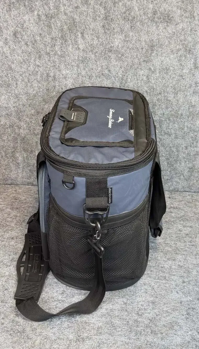 Tommy Bahama Zipperless Hardbody Cooler Bag Blue Grey Shoulder Strap 9 Can